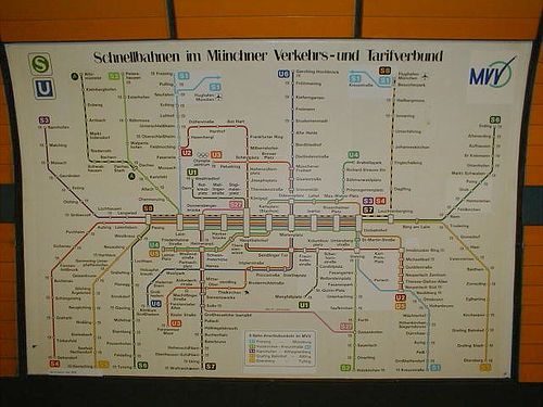 MVV-Netzplan ca. 1998/99 am Marienplatz
